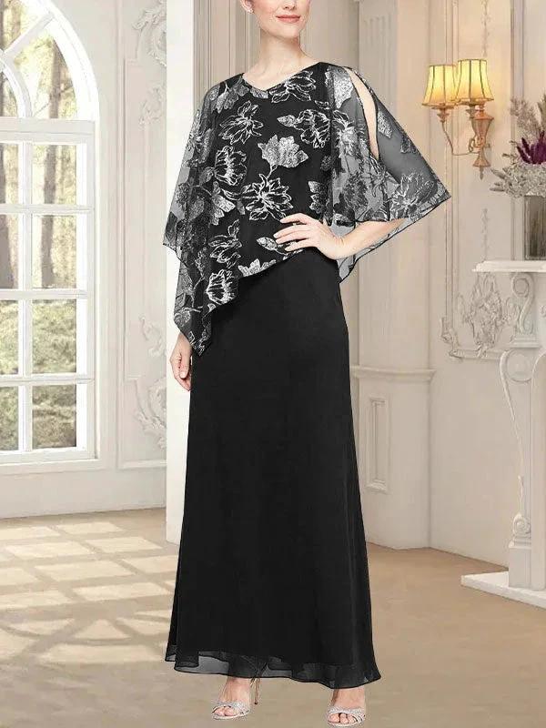 Long Glitter Mesh Dress with Novelty Asymmetric Overlay Bodice - Image 4