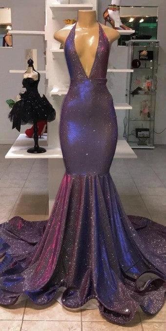 Long Mermaid Halter Sequins Formal Prom Dresses - Image 3