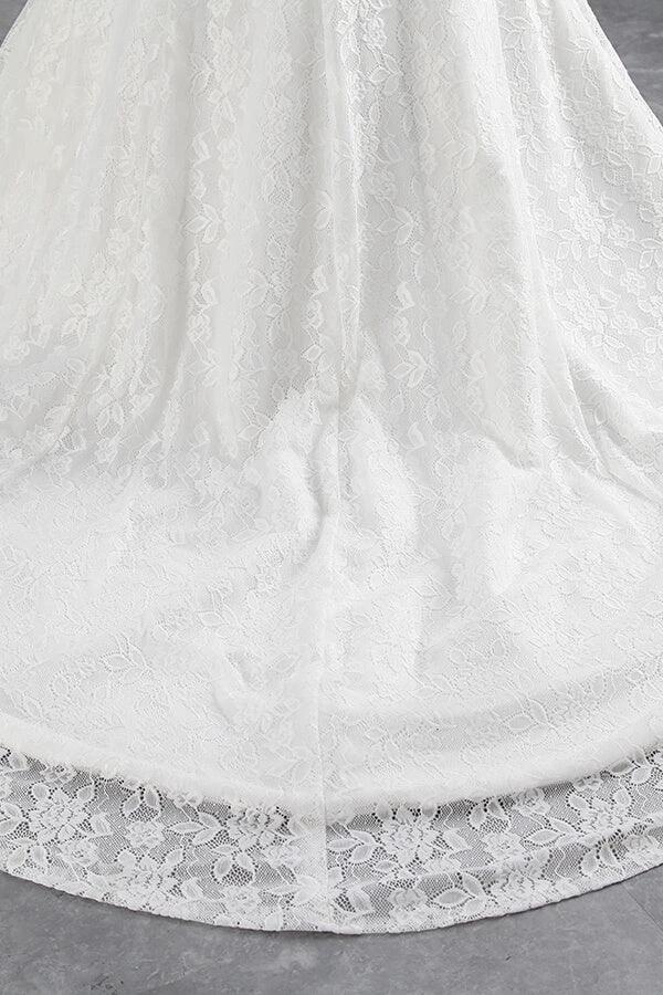 Long Mermaid Lace Off Shoulder Lace-up Wedding Dress - Image 8