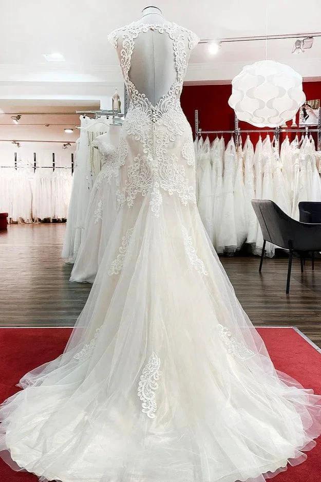 Long Mermaid Lace Sweetheart Open Back Wedding Dress with Appliques Lace - Image 2