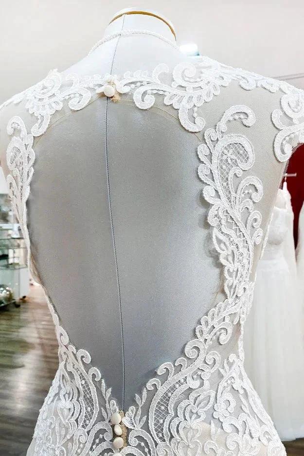 Long Mermaid Lace Sweetheart Open Back Wedding Dress with Appliques Lace - Image 6