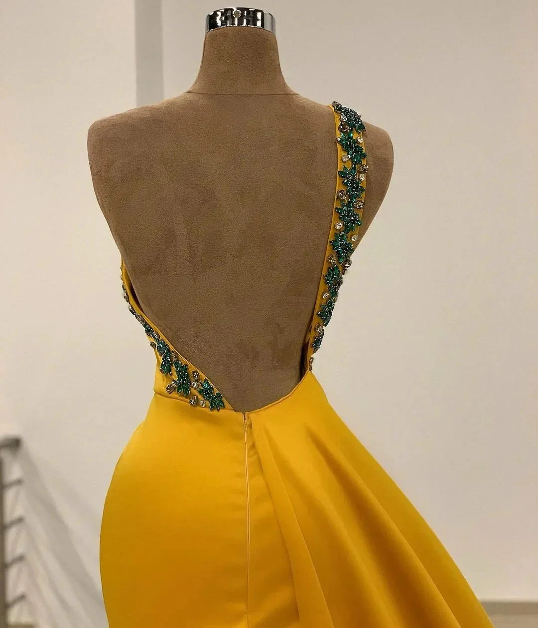 Long Mermaid One Shoulder Beading Backless Prom Dress with Slit - Image 3