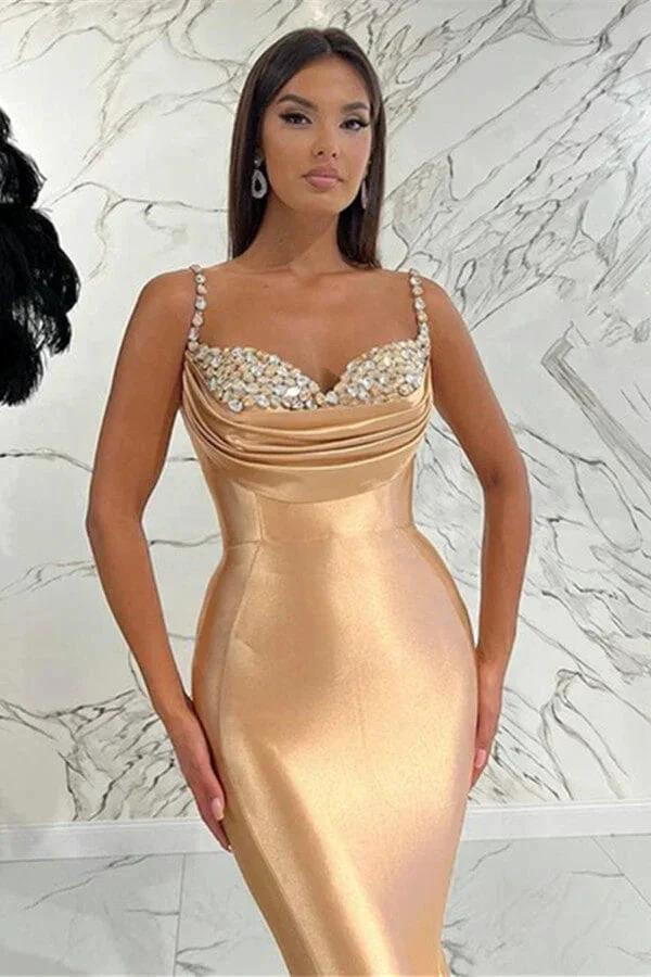 Long Mermaid Spaghetti Straps Sweetheart Satin Evening Prom Dress - Image 2