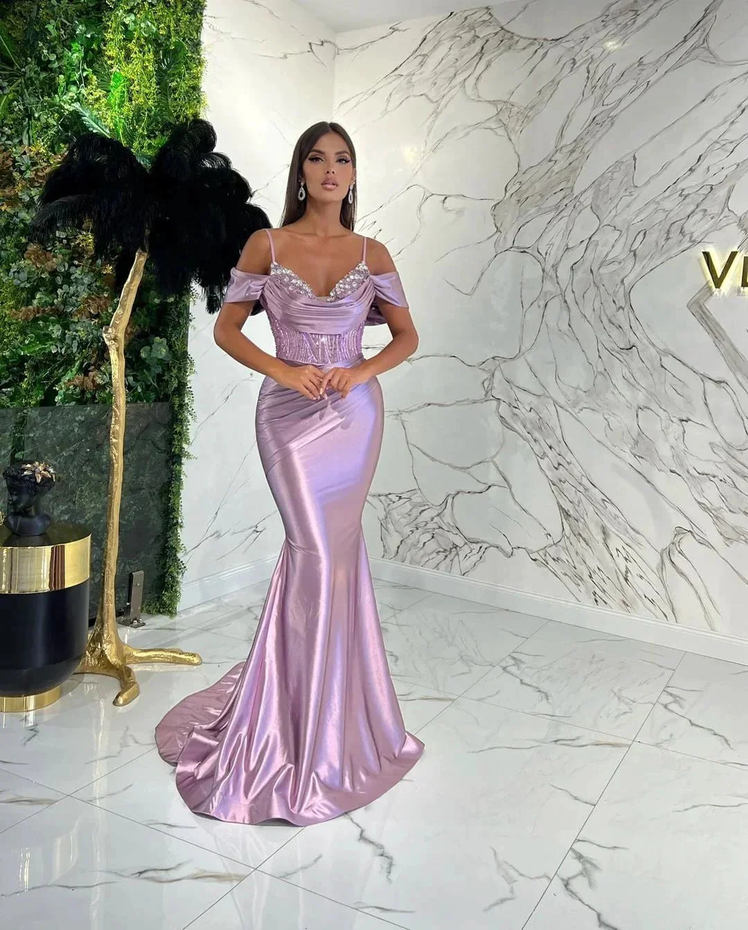 Long Mermaid Spaghetti Straps Sweetheart Satin Evening Prom Dress - Image 8