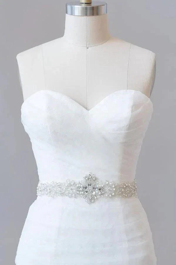 Long Mermaid Strapless Tulle Lace Wedding Dress - Image 5