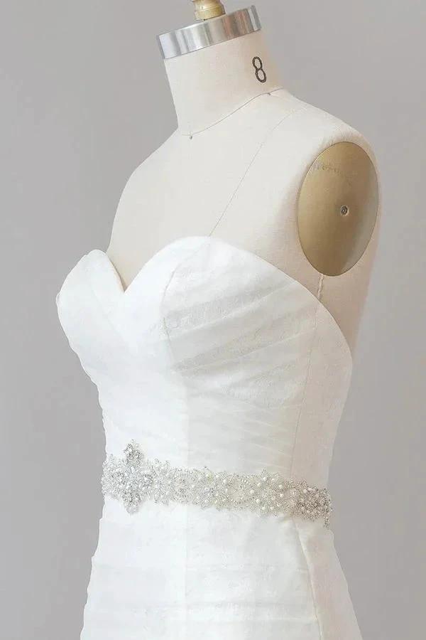 Long Mermaid Strapless Tulle Lace Wedding Dress - Image 6