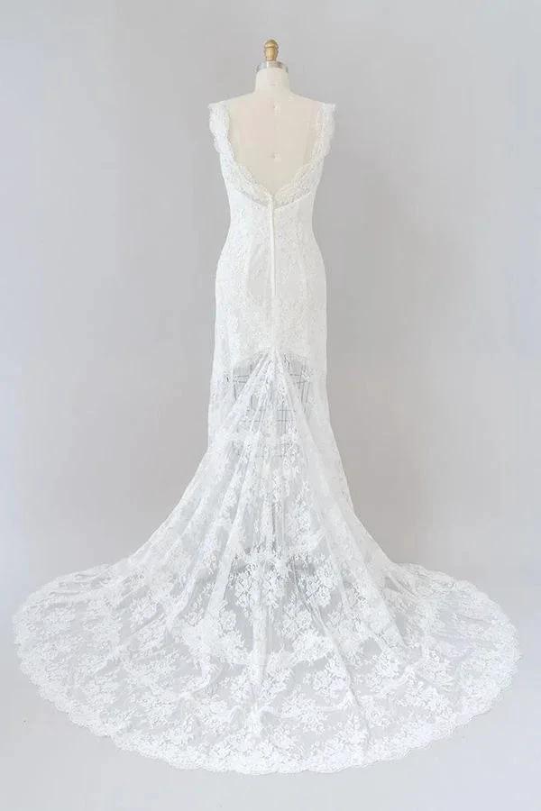 Long Mermaid Sweetheart Lace Backless Wedding Dress - Image 2