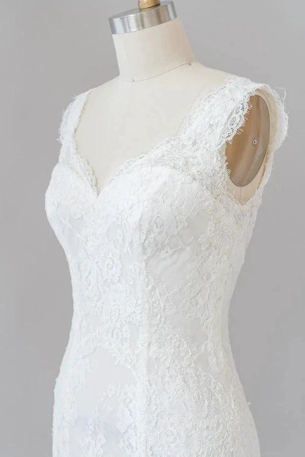 Long Mermaid Sweetheart Lace Backless Wedding Dress - Image 5