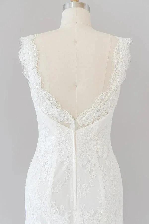 Long Mermaid Sweetheart Lace Backless Wedding Dress - Image 7