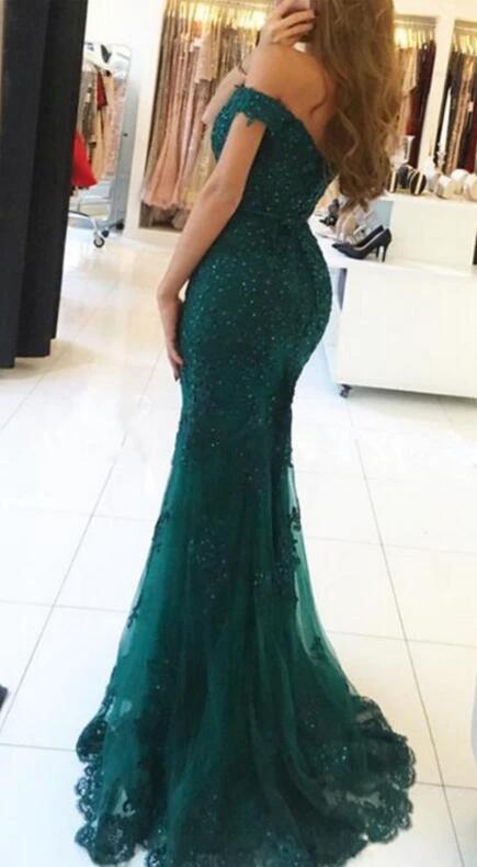 Long Mermaid Sweetheart Off-the-shoulder Tulle Lace Backless Prom Dress - Image 2