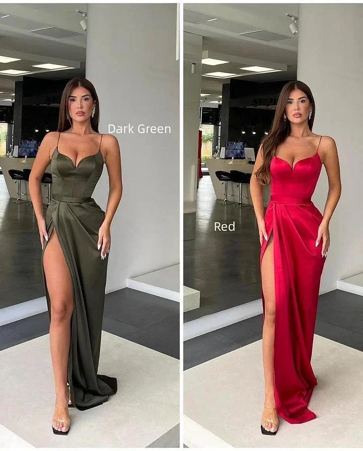 Long Mermaid Sweetheart Sleeveless Spaghetti Strap Prom Dress with Slit - Image 2