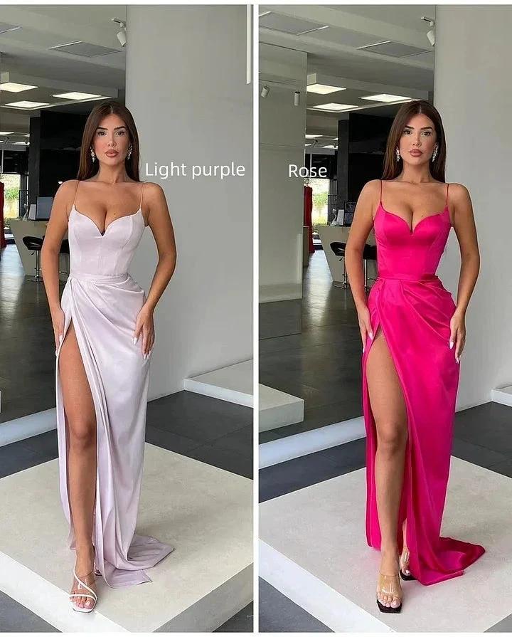 Long Mermaid Sweetheart Sleeveless Spaghetti Strap Prom Dress with Slit - Image 3