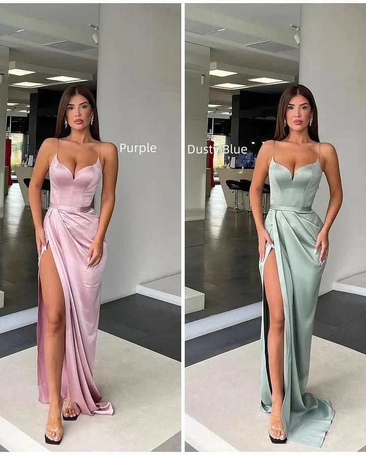 Long Mermaid Sweetheart Sleeveless Spaghetti Strap Prom Dress with Slit - Image 5
