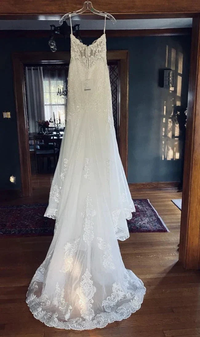 Long Mermaid Sweetheart Tulle Chapel Train Wedding Dress - Image 4