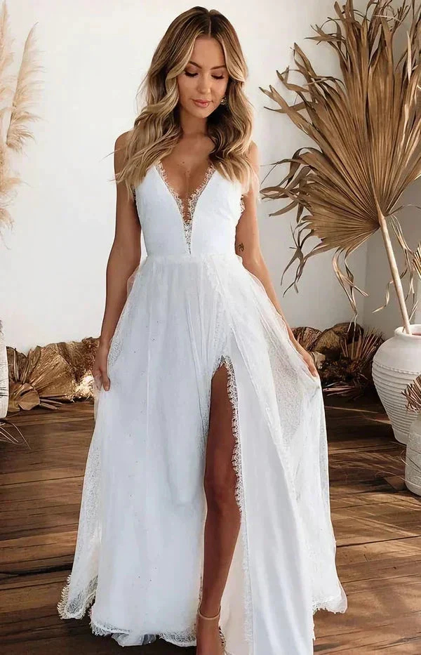 Long Prom Dresses, Cute Girl Simple Elegant Wedding Dresses Y1893 - Image 2