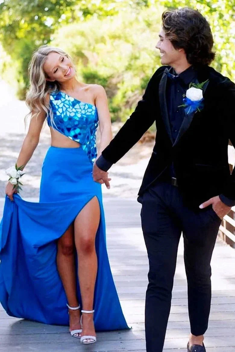Ashley |Sheath One Shoulder Cut Mirror Sequins Prom Dress - Image 4