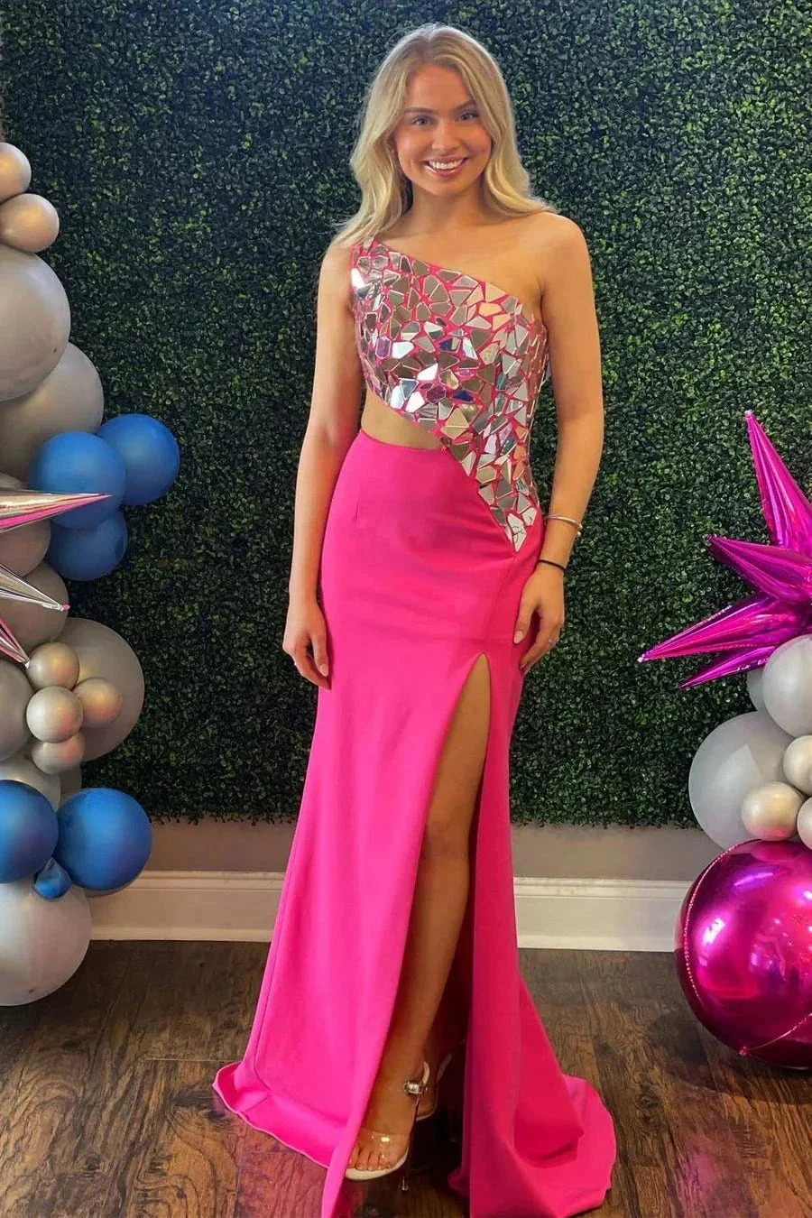 Ashley |Sheath One Shoulder Cut Mirror Sequins Prom Dress - Image 7