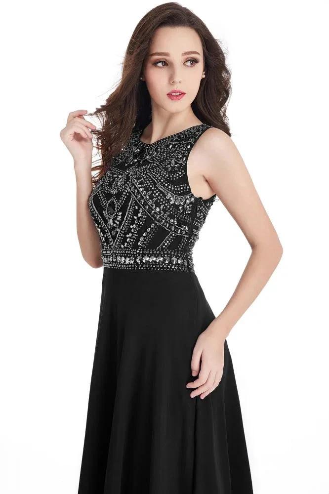 Long Sheath Jewel  Floor Length  Chiffon Crystals Prom Dresses - Image 10