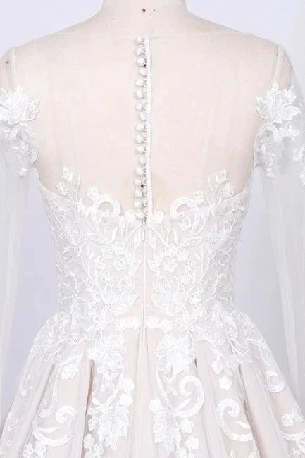 Long Sleeve Appliques Tulle A-line Wedding Dress - Image 2