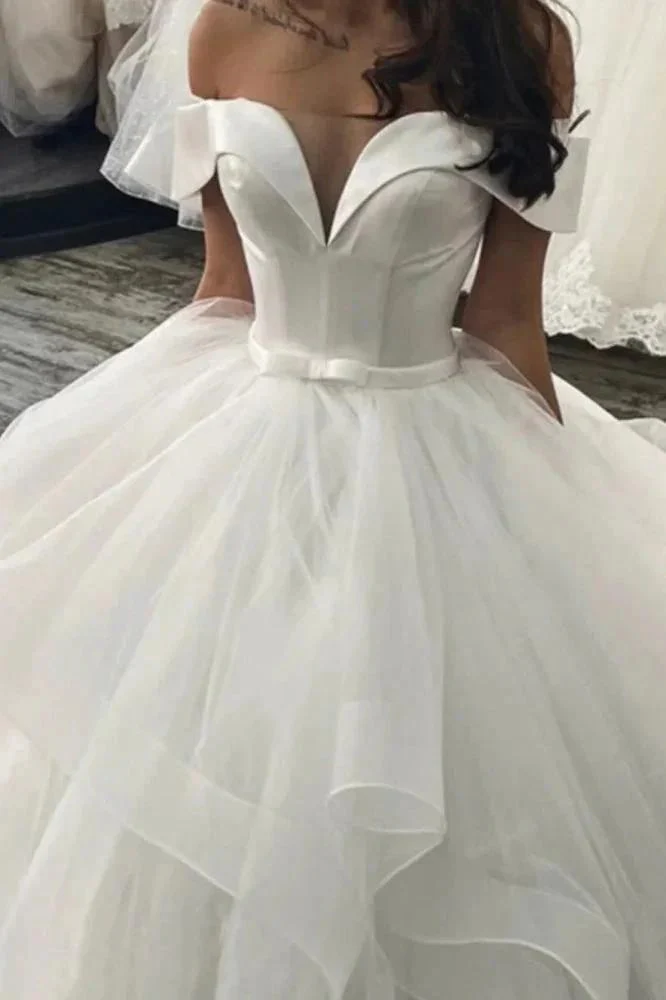 New Arrival Off-the-Shoulder Princess Puffy Layers Wedding Dress - Image 2