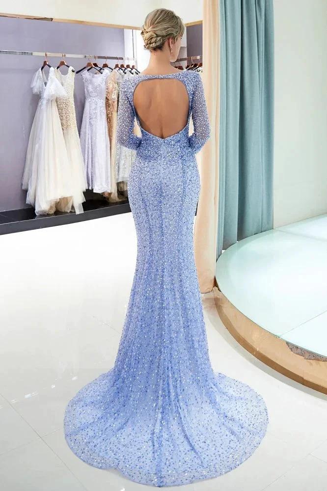 Long Sleeves Floor Length Sequins Formal Party Dresses - Image 2