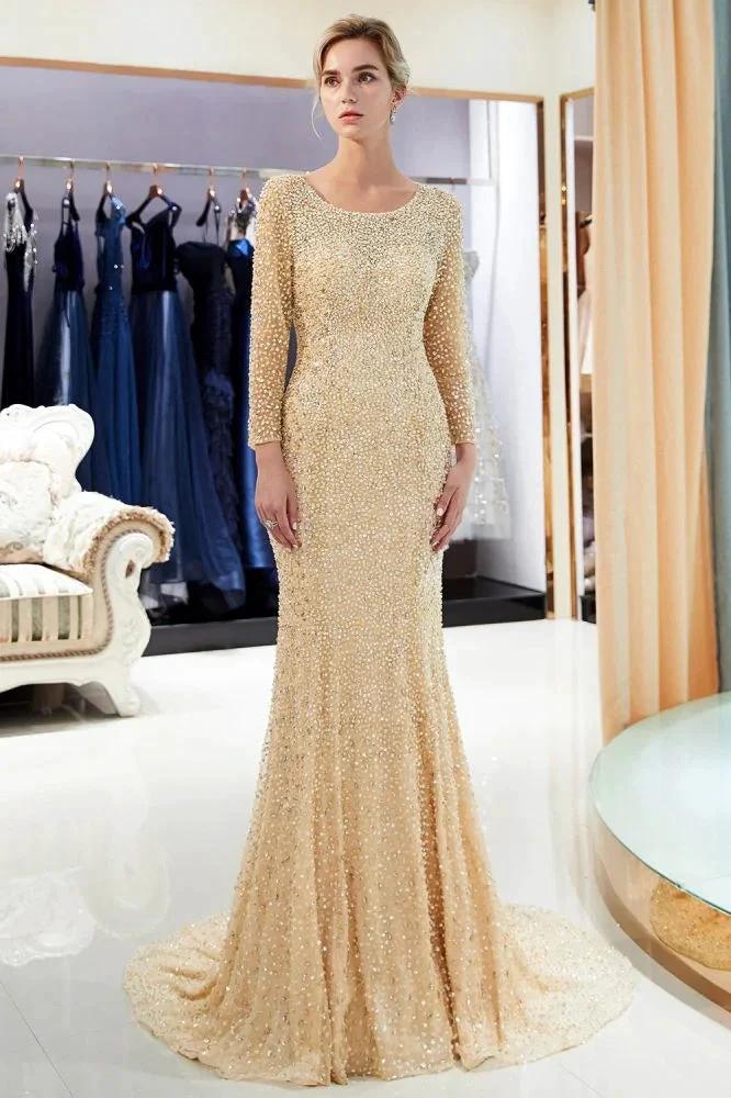 Long Sleeves Floor Length Sequins Formal Party Dresses - Image 6