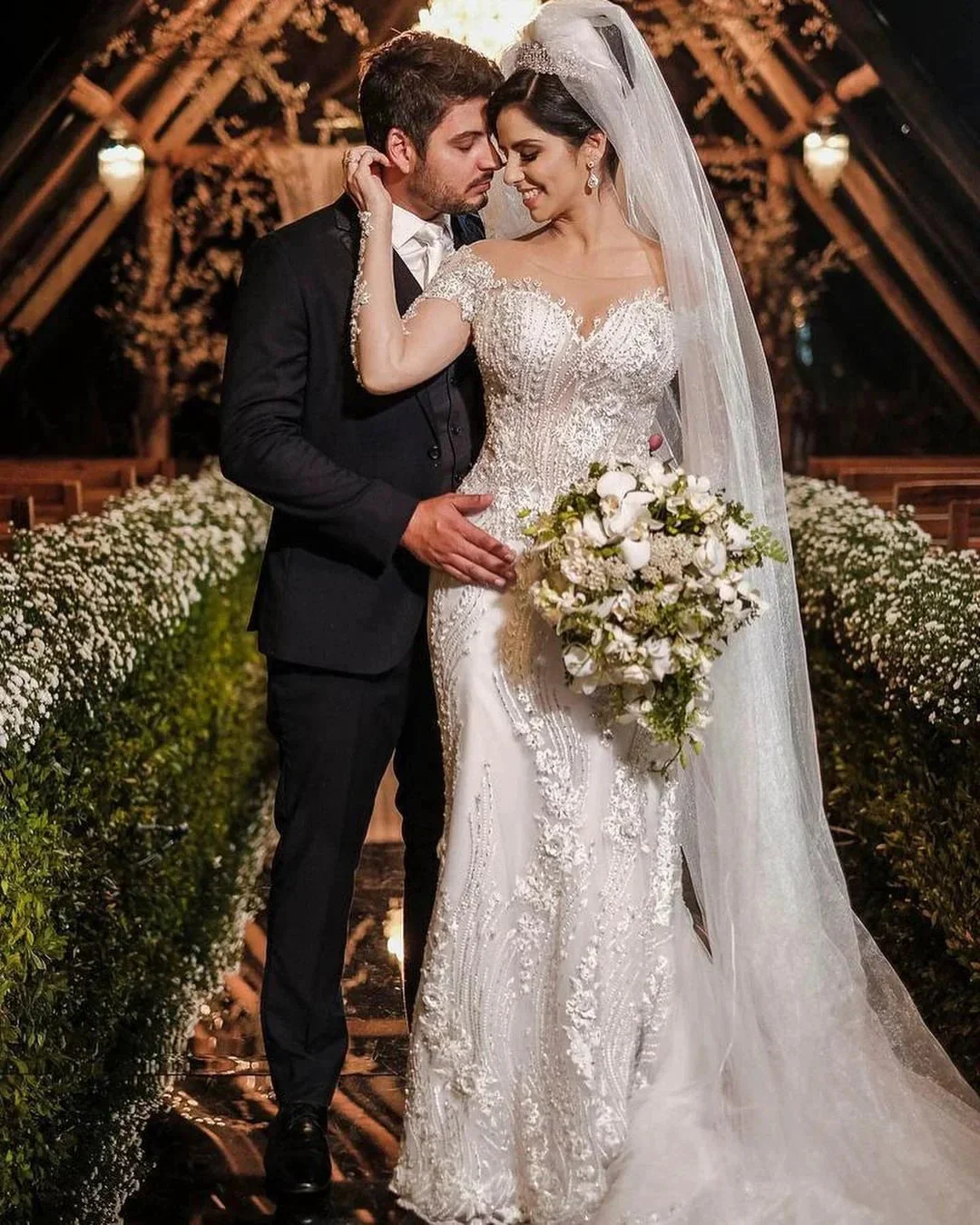 Long Sleeves Mermaid Off-the-shoulder Tulle Wedding Dress with Appliques Lace - Image 4