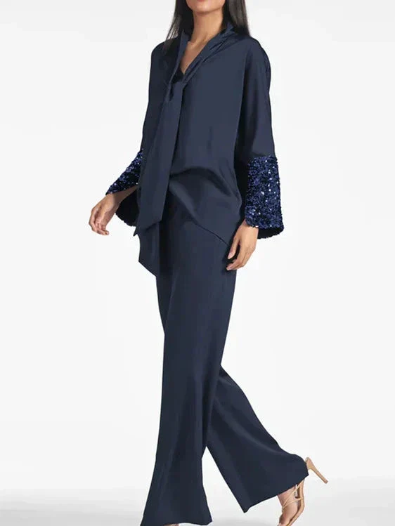 Long Sleeves Mother of the Bride Pantsuits with Sequin - Image 2
