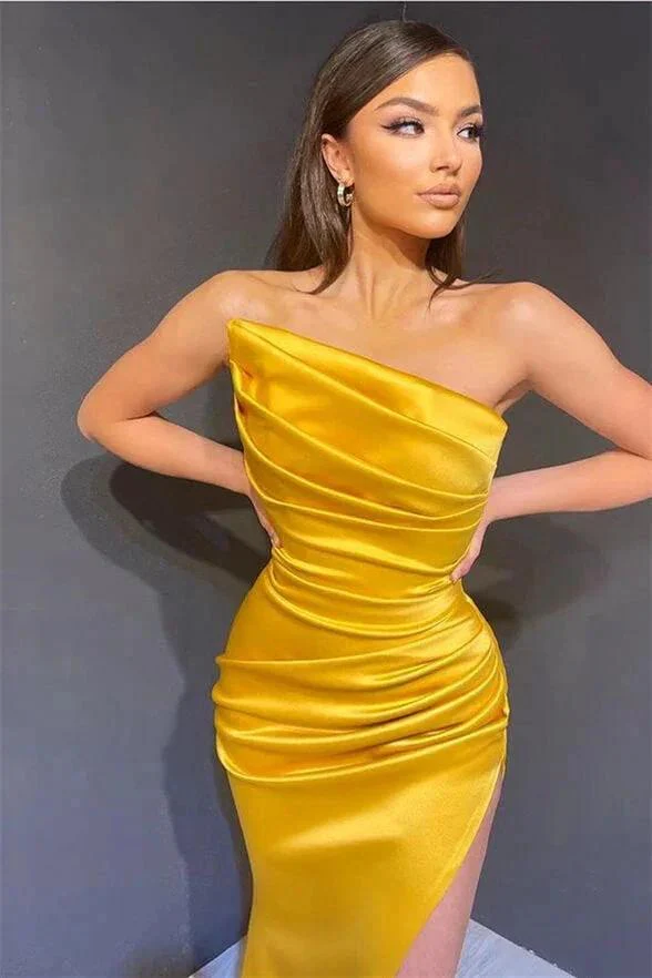 Long Strapless Sleeveless Mermaid Prom Dresses with Split - Image 2