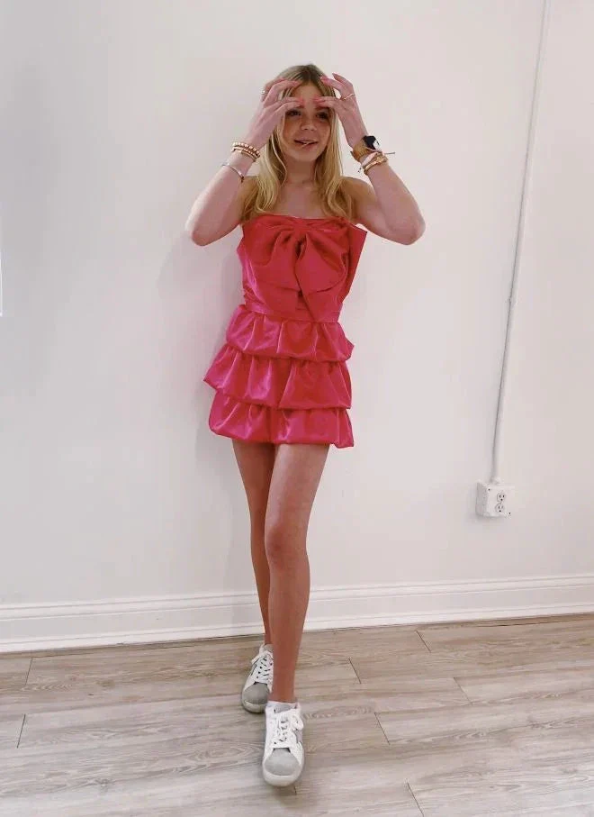 Lovely Fuchsia Short Homecoming Dress Y2776 - Image 2
