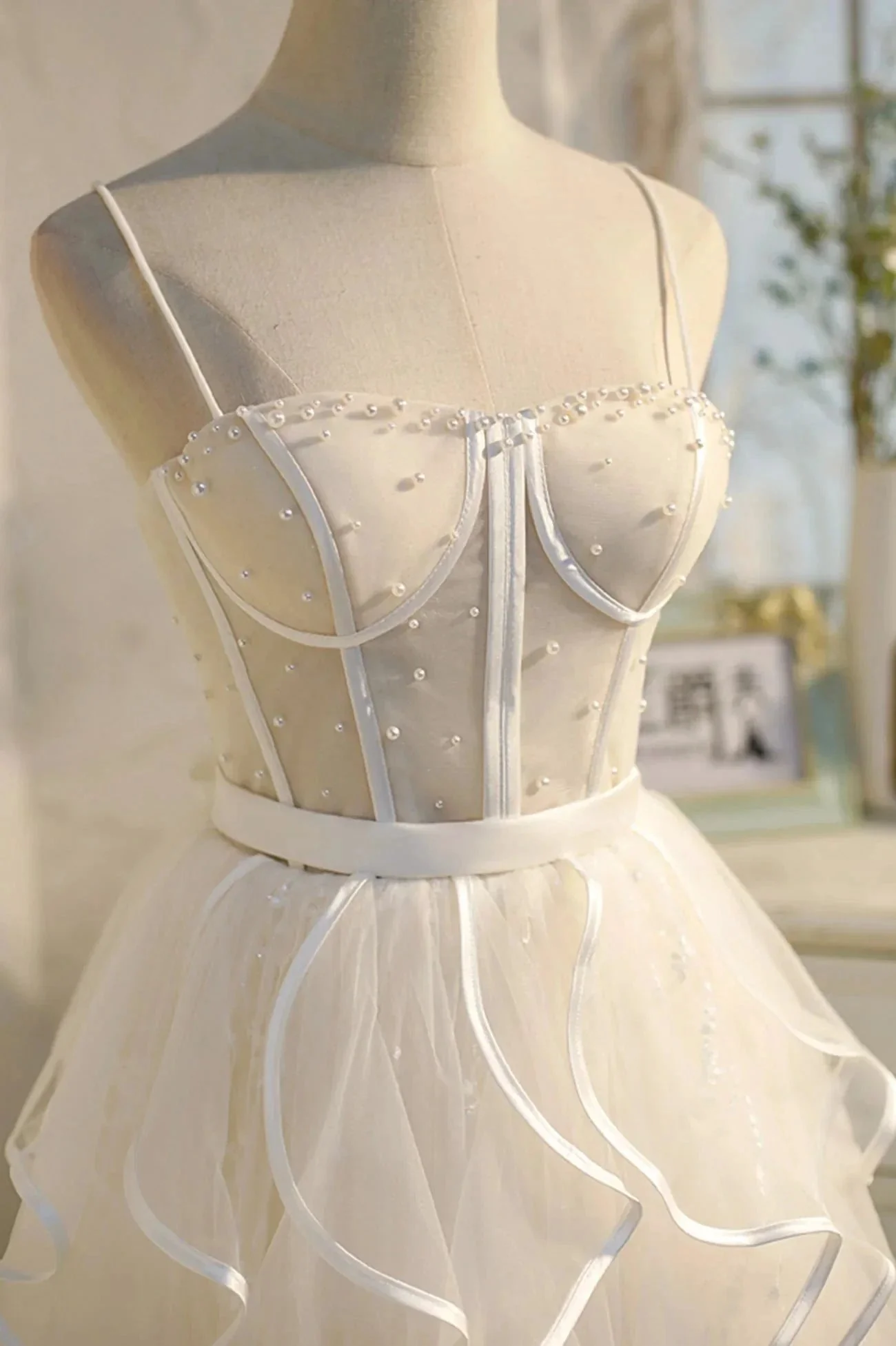 A-Line Spaghetti Strap Tulle Short Homecoming Dress - Image 2