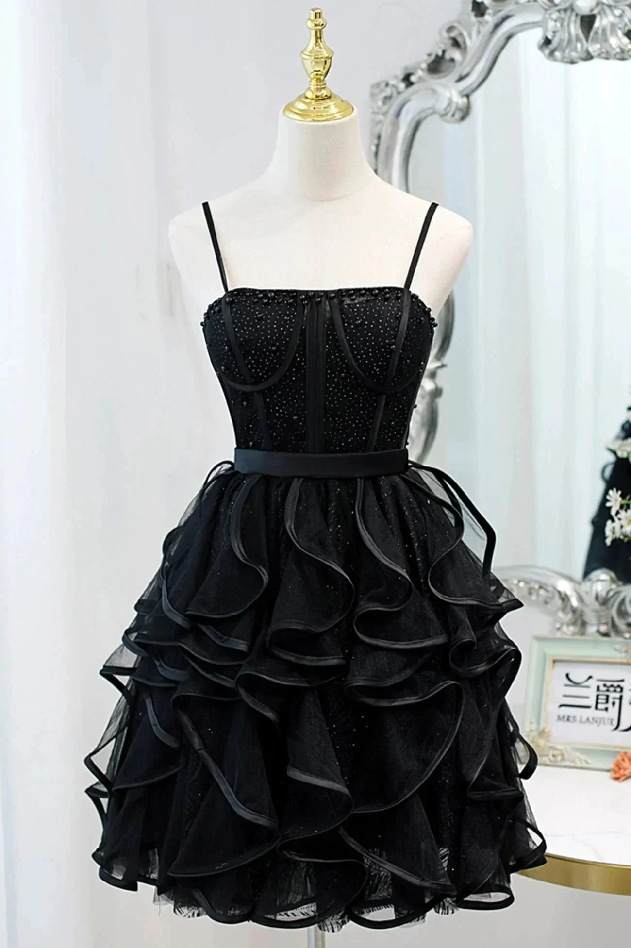 A-Line Spaghetti Strap Tulle Short Homecoming Dress - Image 5