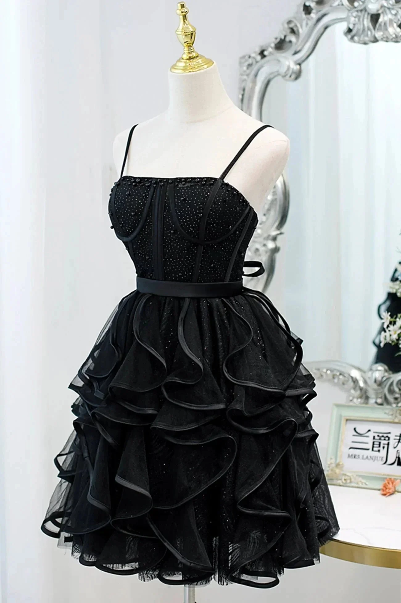 A-Line Spaghetti Strap Tulle Short Homecoming Dress - Image 6