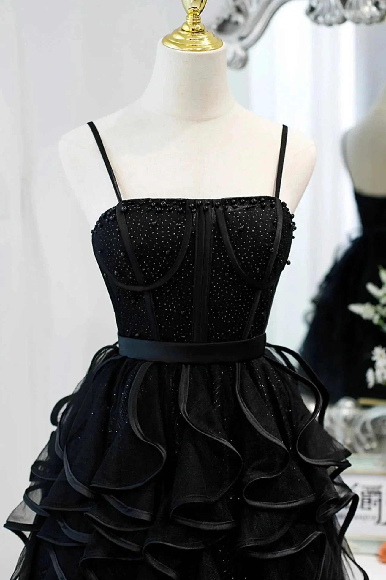 A-Line Spaghetti Strap Tulle Short Homecoming Dress - Image 7