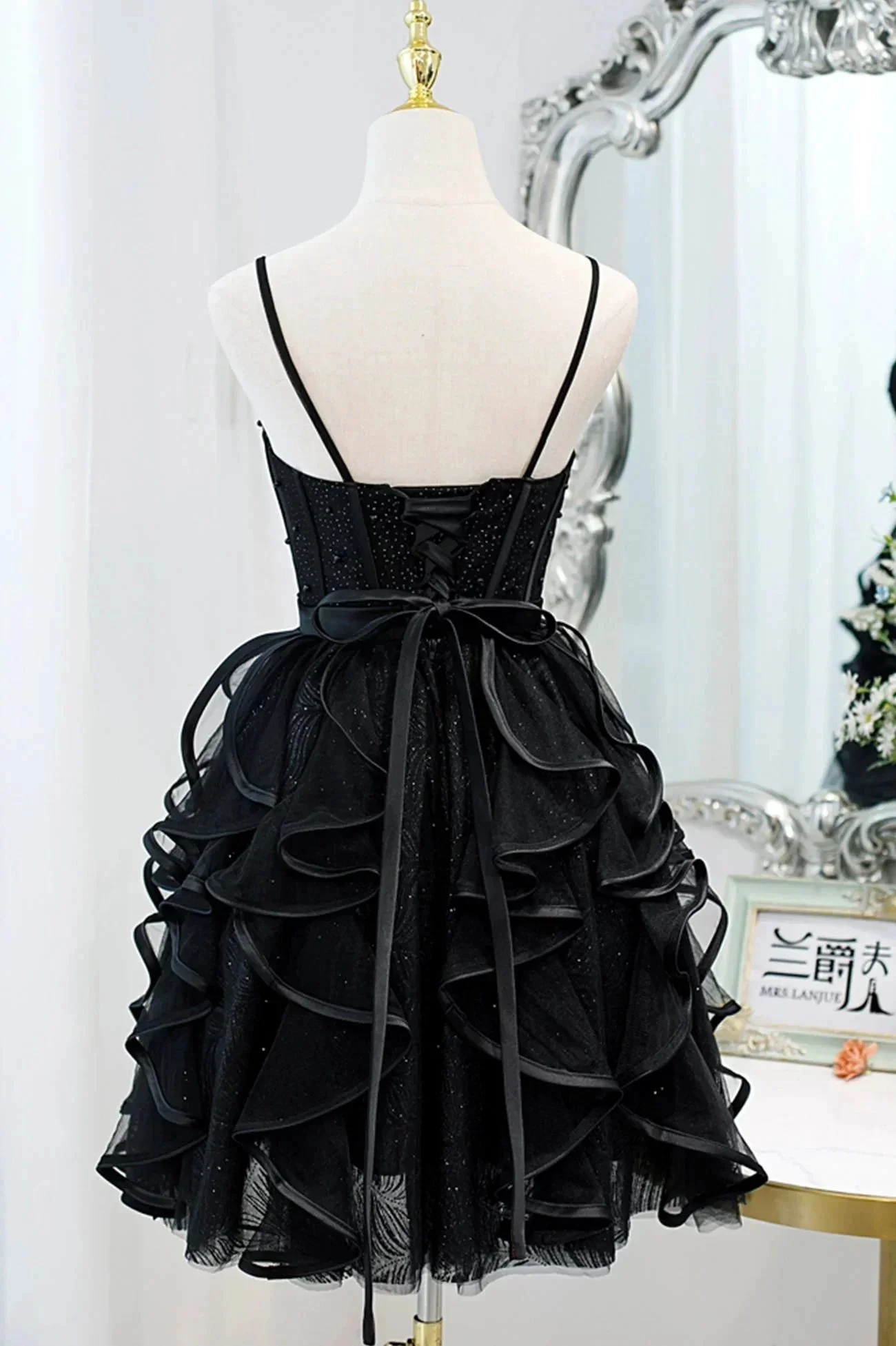 A-Line Spaghetti Strap Tulle Short Homecoming Dress - Image 9