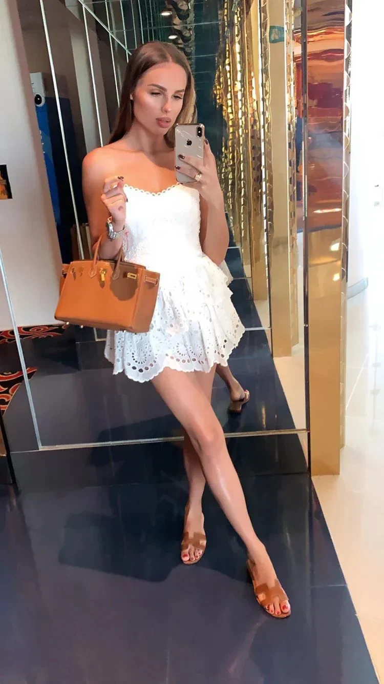 Lovely White A-line Homecoming Dress White Cocktail Dress Y5068 - Image 2