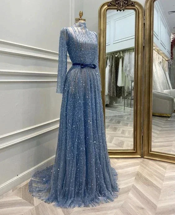 Luxurious A-line Long Sleeves Evening Dress Glam Dress Y5829 - Image 2