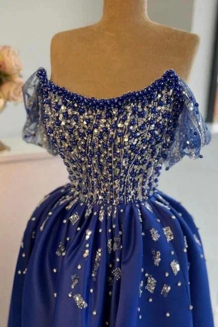 Luxurious A-Line Satin Scoop Sleeveless Prom Dress With Split Front - Image 3