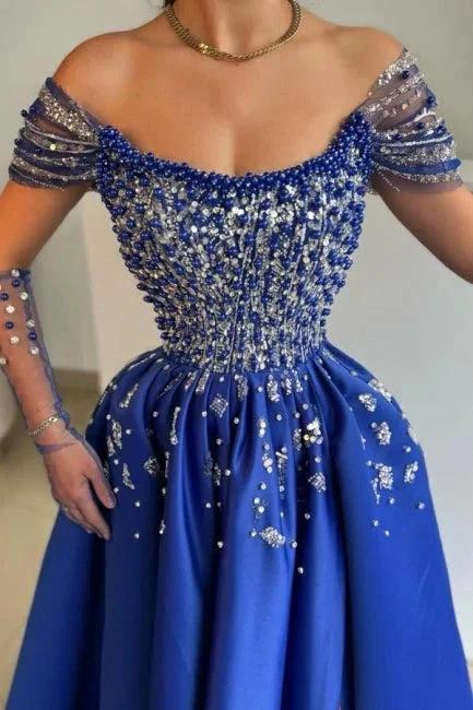 Luxurious A-Line Satin Scoop Sleeveless Prom Dress With Split Front - Image 4