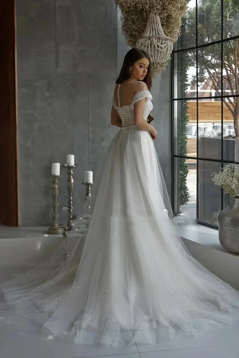 Luxurious Elegant Lace Beading Off Shoulder Mermaid Fluffy Mopping Floor Wedding Dresses New 2023 Fairy Appliques Bridal Gown - Image 3