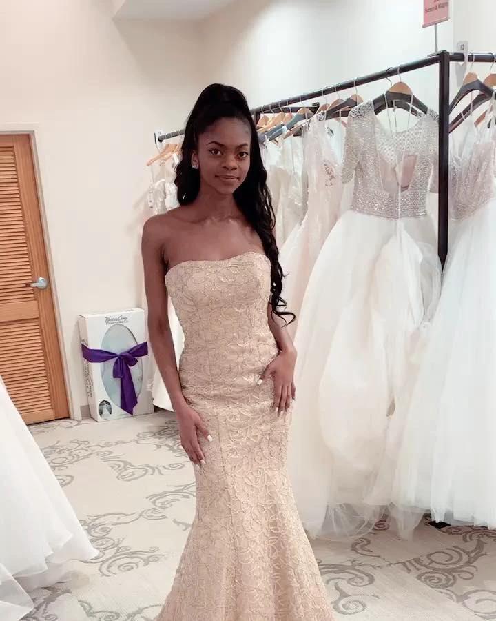 Gorgeous Strapless Beadings Mermaid Wedding Dress Affordable Sleeveless Long Bridal Gown - Image 2