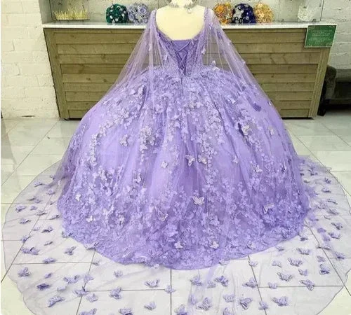 Luxurious Lavender Ball Gown With Butterflies,Sweet 16 Dress Y6755 - Image 7