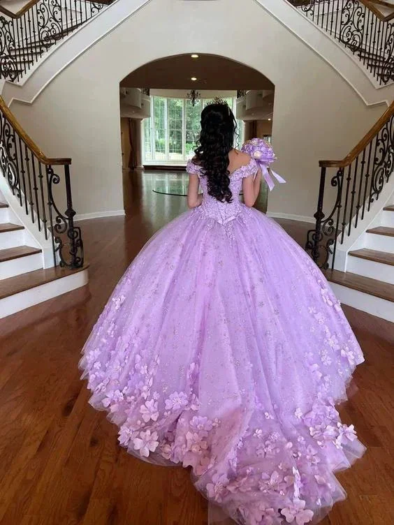 Luxurious Lavender Off The Shoulder Ball Gown,Sweet 16 Dress,Princess Dress Y7182 - Image 2