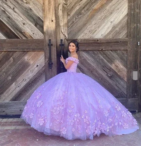 Luxurious Lavender Off The Shoulder Ball Gown,Sweet 16 Dress,Princess Dress Y7182 - Image 3