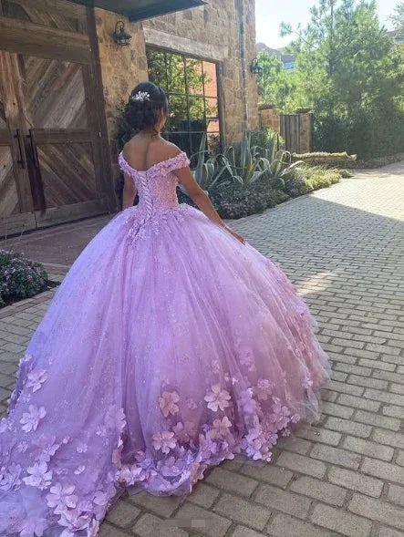 Luxurious Lavender Off The Shoulder Ball Gown,Sweet 16 Dress,Princess Dress Y7182 - Image 4
