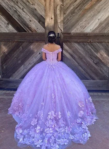 Luxurious Lavender Off The Shoulder Ball Gown,Sweet 16 Dress,Princess Dress Y7182 - Image 5