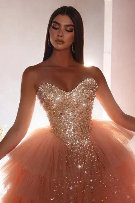 Luxurious Long Pink A-line Princess Tulle Beading Sleeveless Prom Dress with Pearls - Image 2