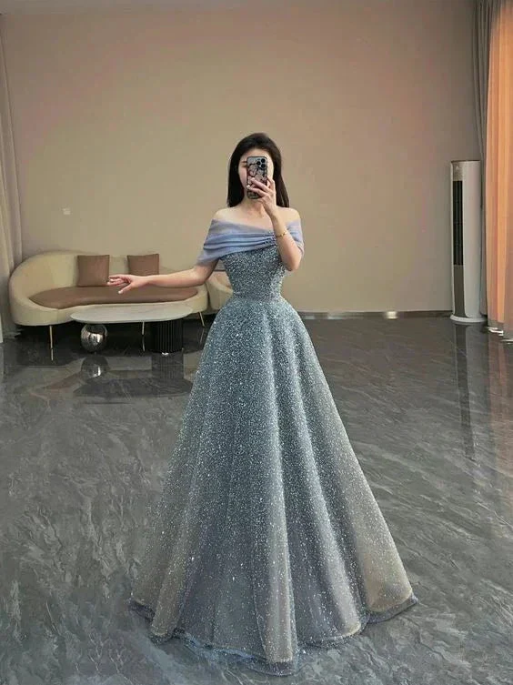 Luxurious Off The Shoulder A-line Evening Dress 18th Birthday Party Gown Y6038 - Image 2
