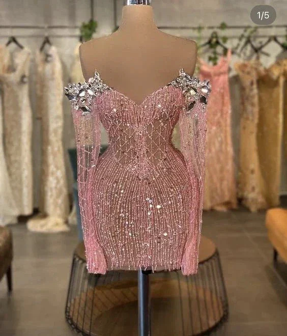 Luxurious Pink Homecoming Dress Chic Homecoming Dress Y1965 - Image 2