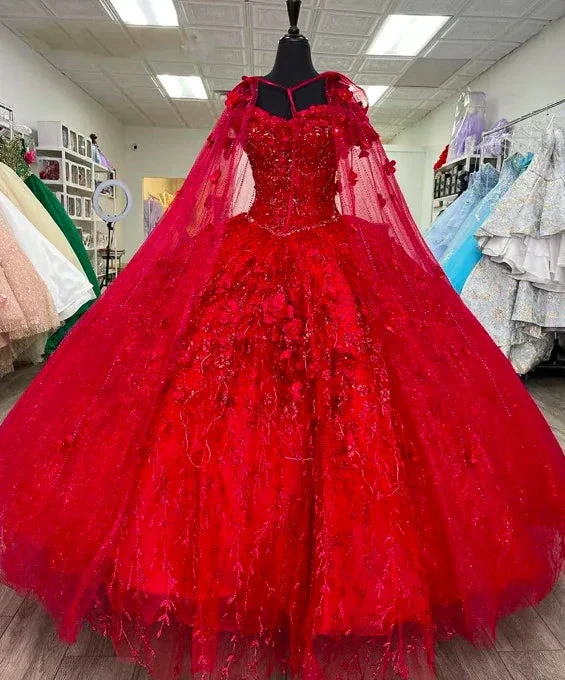 Luxurious Red Quinceanera Dress,Red Ball Gown,Red Sweet 16 Dress Y2338 - Image 3